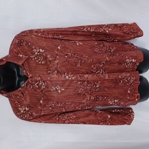 Vintage Floral Disco Shirt, brown & red, sz 38,  fits a Medium